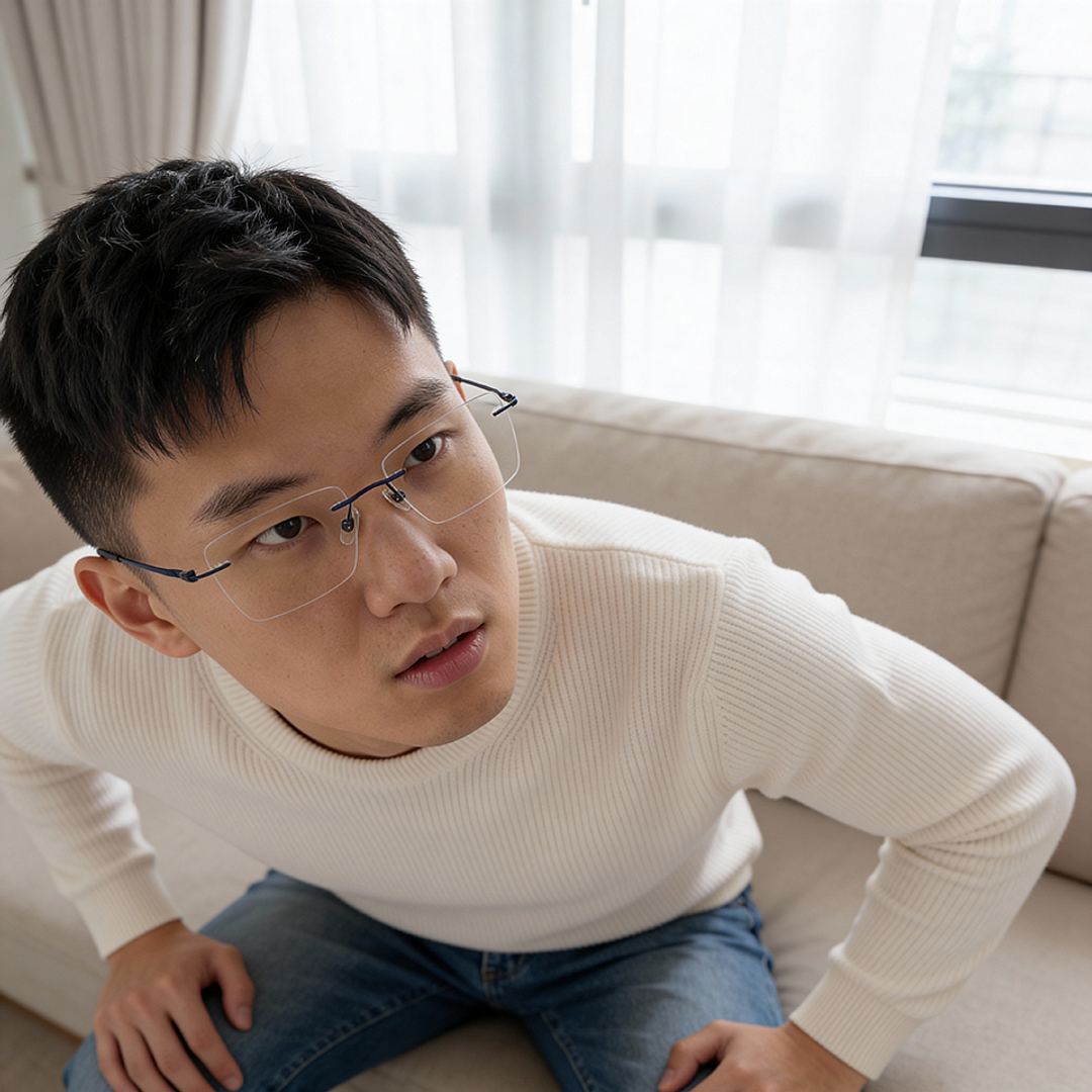 OWNDAYS | AIR Navy Rimless Wellington left side